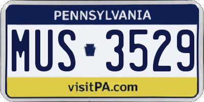 PA license plate MUS3529