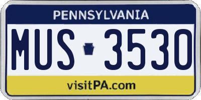 PA license plate MUS3530