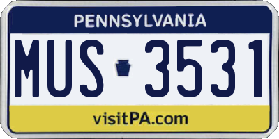 PA license plate MUS3531