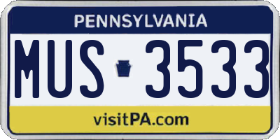 PA license plate MUS3533