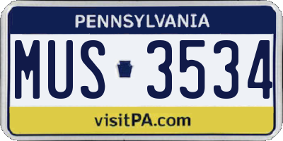 PA license plate MUS3534