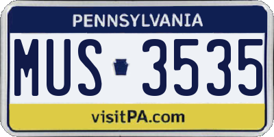 PA license plate MUS3535