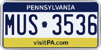 PA license plate MUS3536