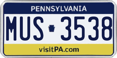 PA license plate MUS3538
