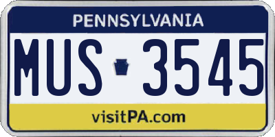 PA license plate MUS3545