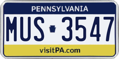 PA license plate MUS3547