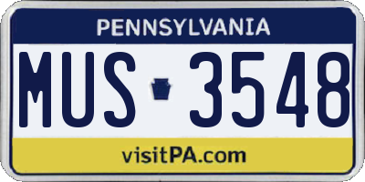 PA license plate MUS3548