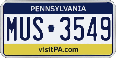 PA license plate MUS3549