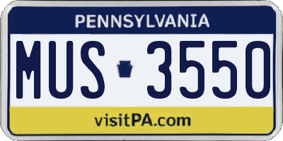 PA license plate MUS3550