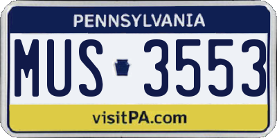 PA license plate MUS3553