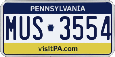 PA license plate MUS3554