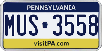 PA license plate MUS3558