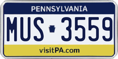 PA license plate MUS3559