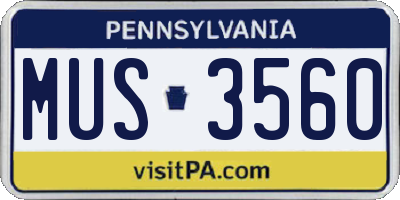 PA license plate MUS3560