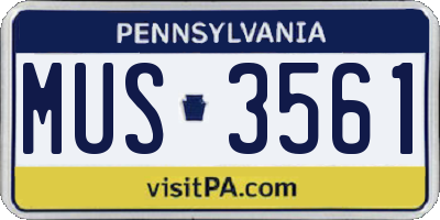 PA license plate MUS3561