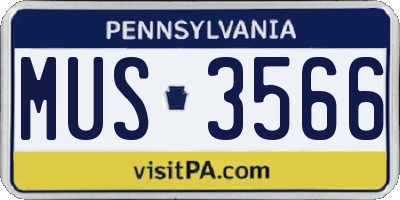 PA license plate MUS3566