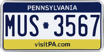 PA license plate MUS3567