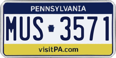 PA license plate MUS3571