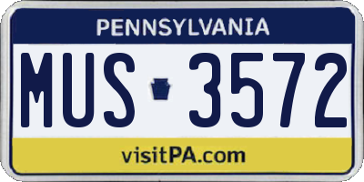 PA license plate MUS3572