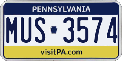 PA license plate MUS3574