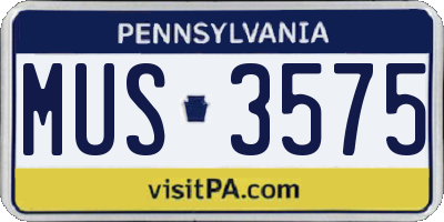 PA license plate MUS3575