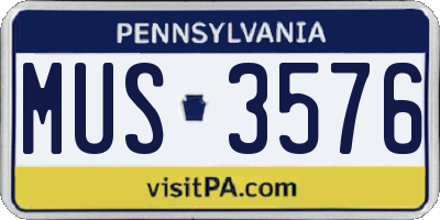 PA license plate MUS3576
