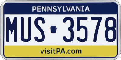 PA license plate MUS3578