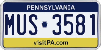 PA license plate MUS3581