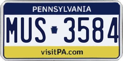 PA license plate MUS3584