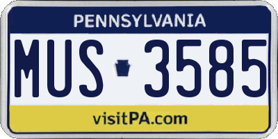 PA license plate MUS3585
