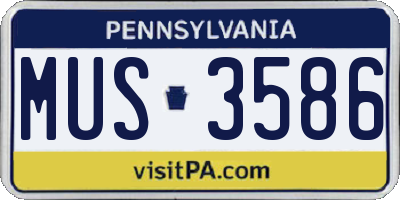 PA license plate MUS3586