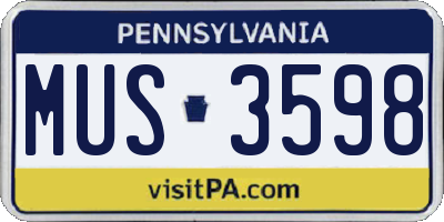 PA license plate MUS3598