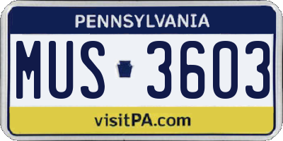 PA license plate MUS3603
