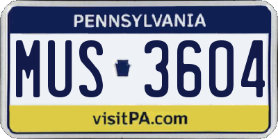 PA license plate MUS3604