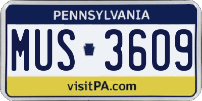 PA license plate MUS3609