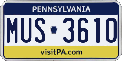 PA license plate MUS3610