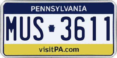 PA license plate MUS3611