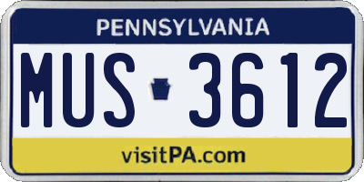 PA license plate MUS3612