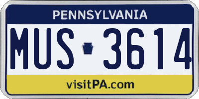 PA license plate MUS3614