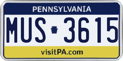 PA license plate MUS3615