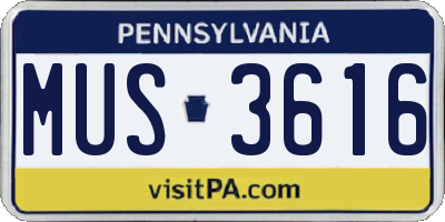 PA license plate MUS3616