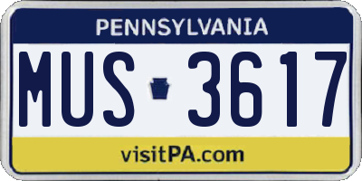 PA license plate MUS3617