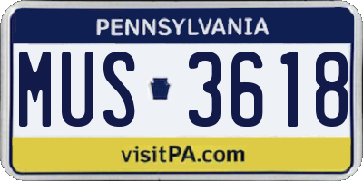 PA license plate MUS3618