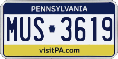 PA license plate MUS3619
