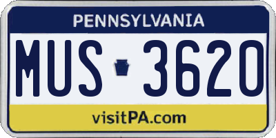 PA license plate MUS3620