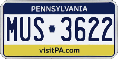 PA license plate MUS3622
