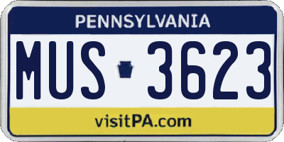 PA license plate MUS3623