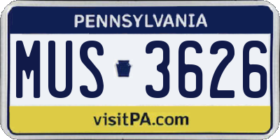 PA license plate MUS3626