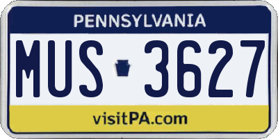 PA license plate MUS3627