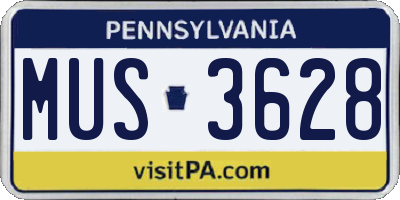 PA license plate MUS3628